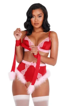 Lace And Satin Marabou Bra Set -3 Wish Sexy Shop RLI424 LI427 95374