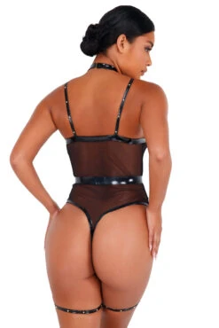 Roma Strappy Vinyl Bodysuit -3 Wish Sexy Shop RLI435 Blk Back 59846