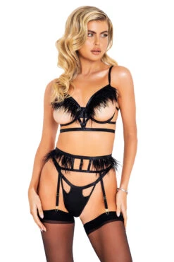 Ostrich Feather Lingerie Set -3 Wish Sexy Shop RLI439 Black 50823 4556bc3f ce97 4064 9d1b 803f7b696fe0