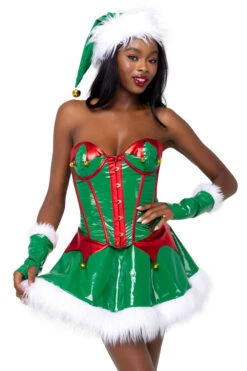 Roma Santa's Elf Costume -3 Wish Sexy Shop RM6216 green red white front