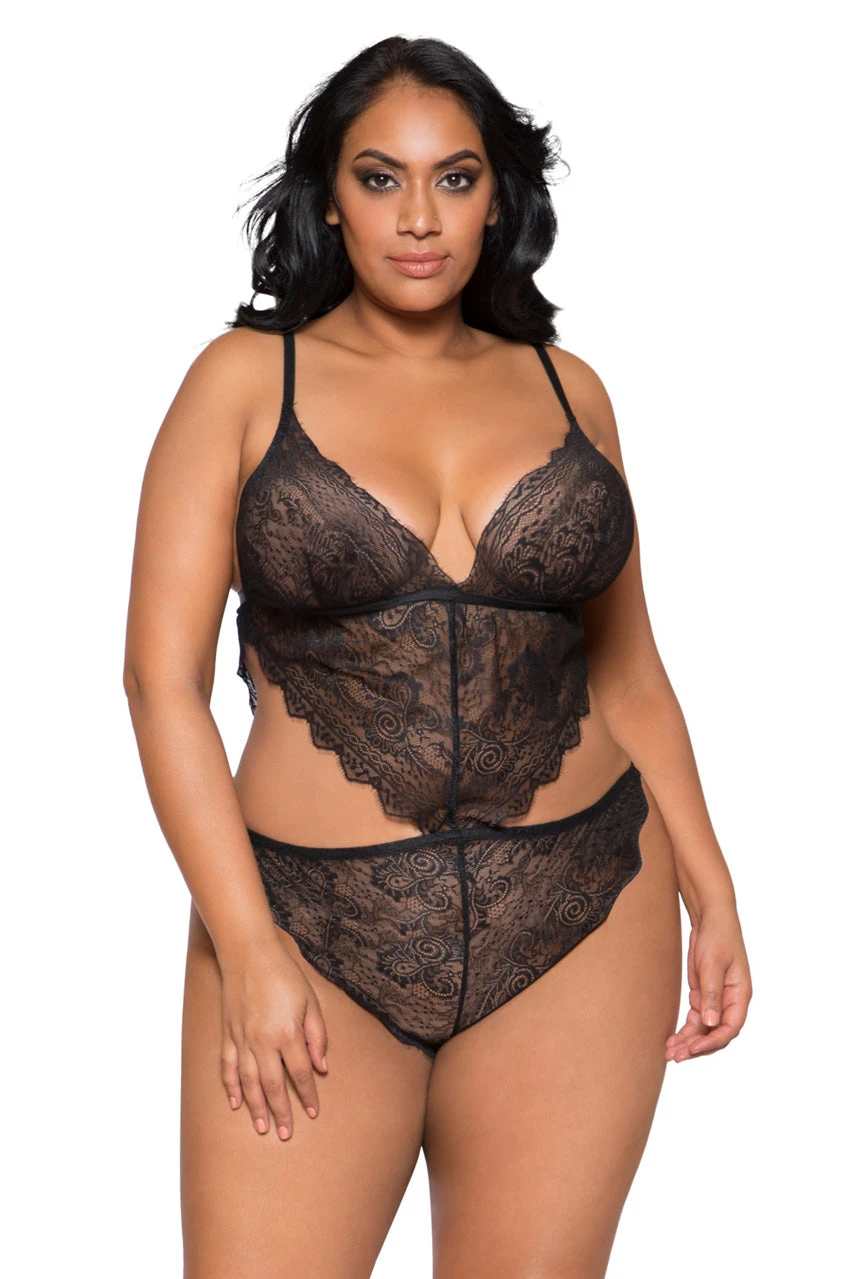 Plus Size Lace Cut Out Teddy 1 Plus Size Lace Cut Out Teddy