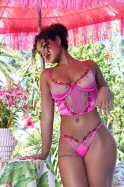 Roma Kiss And Tell Longline Bra Set -3 Wish Sexy Shop RMLI540 pink front ED2