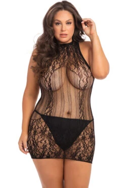 Rene Rofe Plus Size Reckless Lace Mini Dress