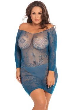 Rene Rofe Plus Size Open Season Off The Shoulder Chemise -3 Wish Sexy Shop RR7083X TEA Open Season Off Shoulder Dress 5661 57515