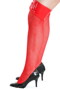 Red Fishnet Thigh Highs