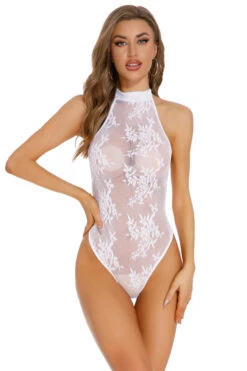 White Halter Lace Bodysuit -3 Wish Sexy Shop SABS8023 white front 2 new