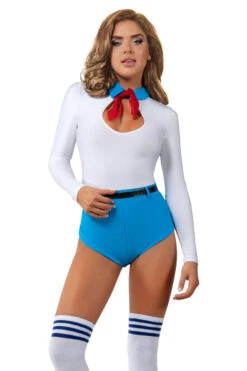 Boss Lady Mystery Leader Costume 5 Boss Lady Mystery Leader Costume -3 Wish Sexy Shop SAS2125 white blue front 2