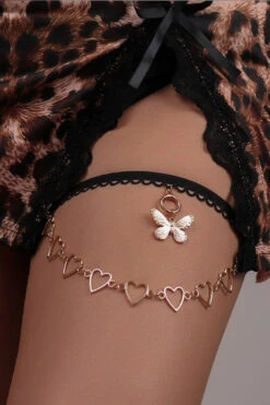 Butterfly And Heart Chain Leg Garter
