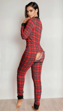 Sexy Open Back Long Johns -3 Wish Sexy Shop SI Q LH111 red plaid front 1