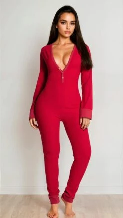 Sexy Open Back Long Johns -3 Wish Sexy Shop SI Q LH111 red front