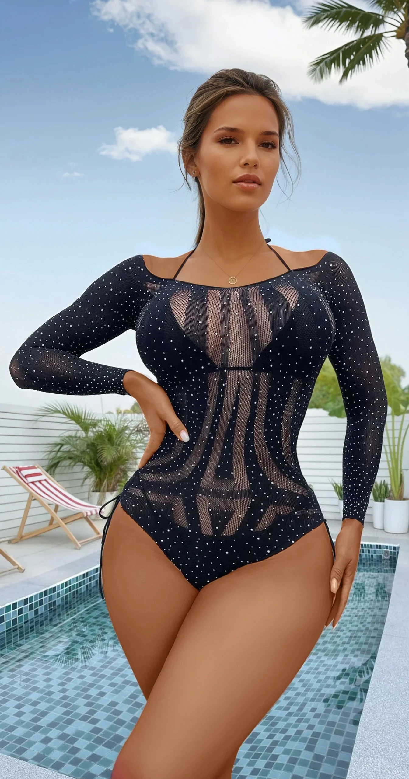 Long Sleeve Seamless Glitter Teddy 5 Long Sleeve Seamless Glitter Teddy - Image 5