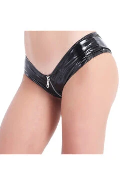 Vinyl Zipper Panty -3 Wish Sexy Shop SI Q P13 black front 1