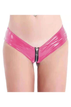 Vinyl Zipper Panty -3 Wish Sexy Shop SI Q P13 pink front