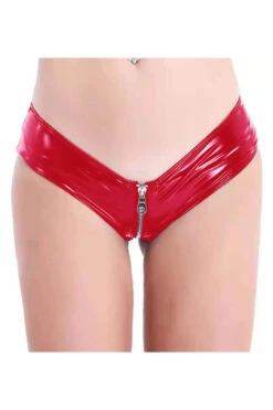 Vinyl Zipper Panty -3 Wish Sexy Shop SI Q P13 red front