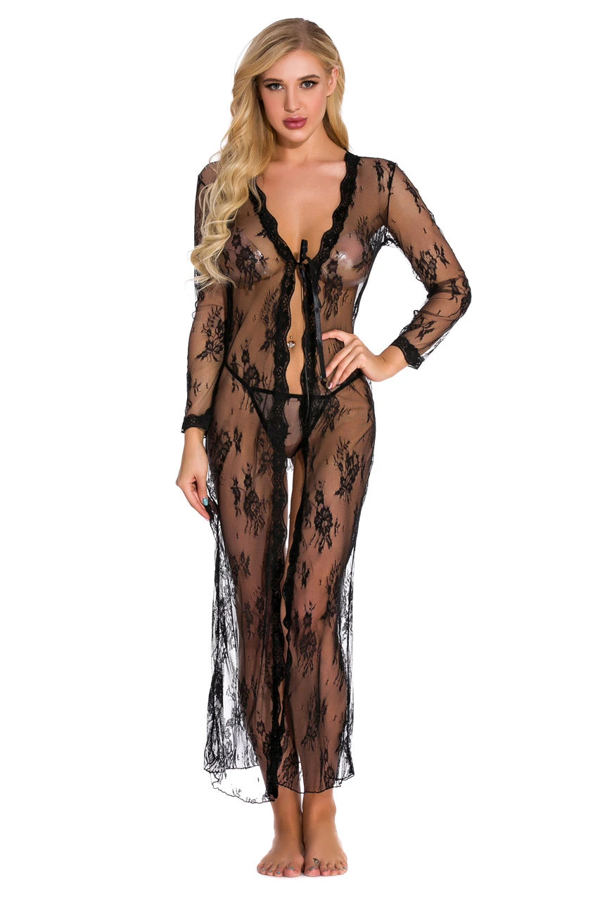 Long Lace Babydoll Robe 3 Long Lace Babydoll Robe - Image 3