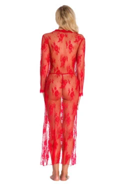 Long Lace Babydoll Robe 23 Long Lace Babydoll Robe -3 Wish Sexy Shop SI Q VD014 red back