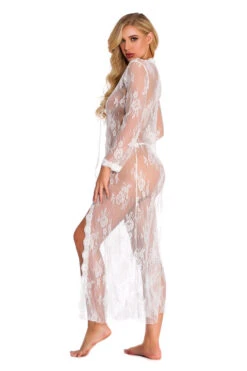 Long Lace Babydoll Robe 29 Long Lace Babydoll Robe -3 Wish Sexy Shop SI Q VD014 white front 3