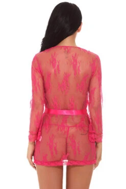Delicate Lace Short Robe 23 Delicate Lace Short Robe -3 Wish Sexy Shop SI Q vd013 pink back