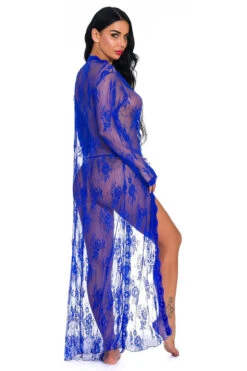 Long Lace Babydoll Robe 32 Long Lace Babydoll Robe -3 Wish Sexy Shop SI Q vd014 blue front 1