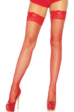 Basic Net Stockings With Lace -3 Wish Sexy Shop SIH2156 red front 2