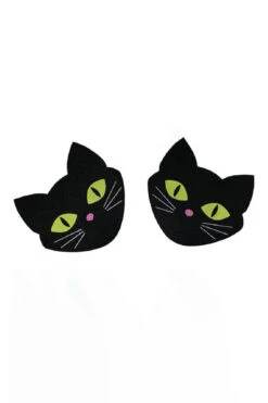Glow In The Dark Cat Pasties -3 Wish Sexy Shop SINC102 black front 1