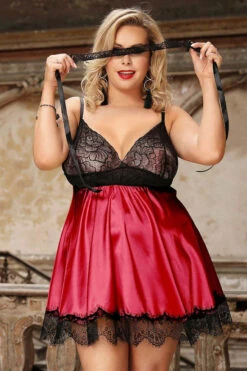 Plus Size Satin And Lace Babydoll 8 Plus Size Satin And Lace Babydoll -3 Wish Sexy Shop SIR80911 2P red black front 3 efff7ffa b905 4bb2 9e43 2d9f099eba6d