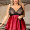 Plus Size Satin And Lace Babydoll