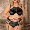 Plus Size Velvet And Lace Bra Set