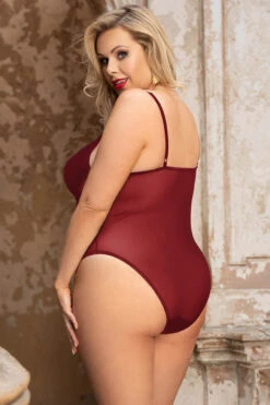 Plus Size Lace Underwire Teddy -3 Wish Sexy Shop SIR80959 2P red back 4