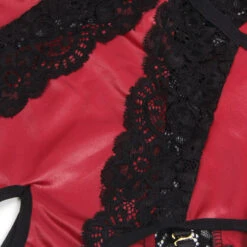 Burgundy Faux Leather Teddy Lingerie -3 Wish Sexy Shop SIR81266 3