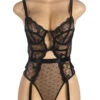 Embroidered Lace Cut Lingerie Teddy