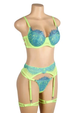 Neon Lace Bra Lingerie Set