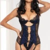 Black And Blue Lace Garter Cami