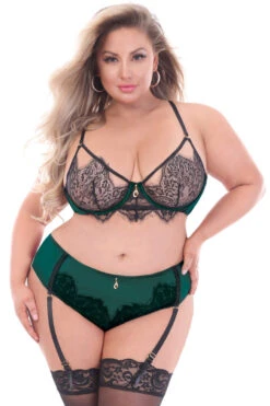Plus Size Forever Yours Bra Set -3 Wish Sexy Shop STM11155X GREEN F 27942