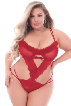 Plus Size Naughty Or Nice Teddy -3 Wish Sexy Shop STM11187XP RED F 37877