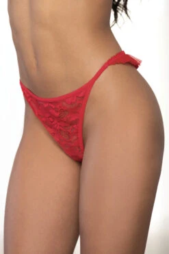 Ruffled Mesh Thong -3 Wish Sexy Shop STM11215 RED F2 62071