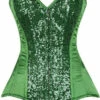 Green Sequin Steel Boned Corset