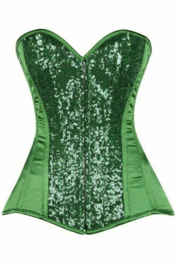Green Sequin Steel Boned Corset