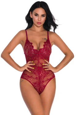 Lucky Lace Teddy -3 Wish Sexy Shop W1229 wine red front 2 35171
