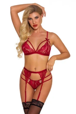 Something Strappy Garter Set 16 Something Strappy Garter Set -3 Wish Sexy Shop W1628 Wine Red Front 2
