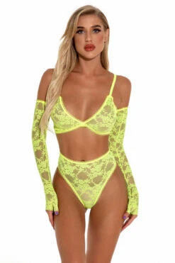 In Your Arms Lacy Bra Set 25 In Your Arms Lacy Bra Set -3 Wish Sexy Shop W1846 neon green front 2
