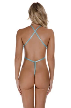 Strappy High Hip Lace Teddy 18 Strappy High Hip Lace Teddy -3 Wish Sexy Shop W1912 turquoise back