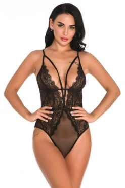 Lacy Cage Teddy 14 Lacy Cage Teddy -3 Wish Sexy Shop W3823 black front 2