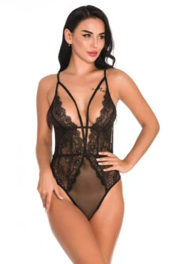 Lacy Cage Teddy 15 Lacy Cage Teddy -3 Wish Sexy Shop W3823 black front 3