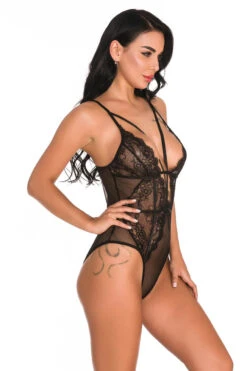 Lacy Cage Teddy 13 Lacy Cage Teddy -3 Wish Sexy Shop W3823 black front 6
