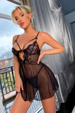 Moody Nights Babydoll -3 Wish Sexy Shop W4157 black front