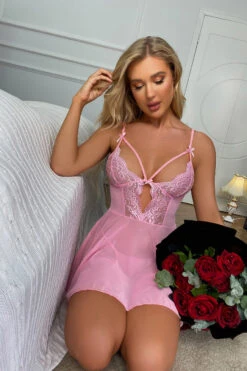 Moody Nights Babydoll -3 Wish Sexy Shop W4157 pink front 5