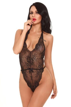High Hip Lace Teddy 22 High Hip Lace Teddy -3 Wish Sexy Shop W633 Black Front 2