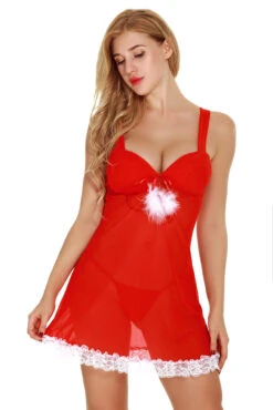 Santa's Midnight Treat Chemise -3 Wish Sexy Shop W670 Red Front