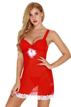 Santa's Midnight Treat Chemise -3 Wish Sexy Shop W670 Red Front 2